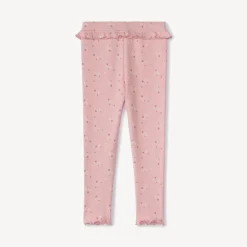Lange geribde broek met fantasieprint voor babymeisje