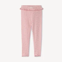 Lange geribde broek met fantasieprint voor babymeisje
