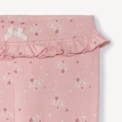 Lange geribde broek met fantasieprint voor babymeisje