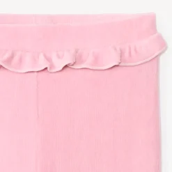 Lange geribde fluwelen broek met volant voor babymeisje