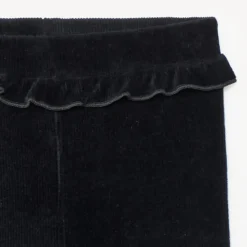 Lange geribde fluwelen broek met volant voor babymeisje