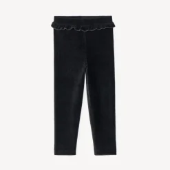 Lange geribde fluwelen broek met volant voor babymeisje
