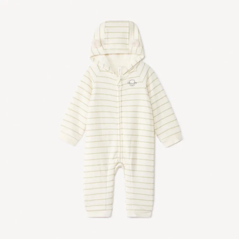 Lange gestreepte gevoerde jumpsuit voor baby