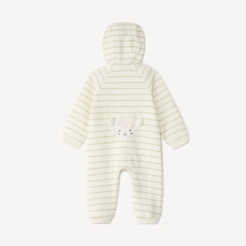 Lange gestreepte gevoerde jumpsuit voor baby