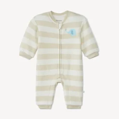 Lange gestreepte jumpsuit met olifantenborduursel voor baby
