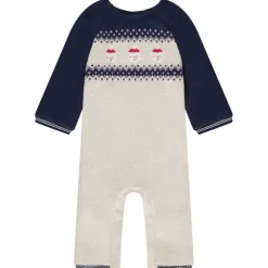 Lange jumpsuit in gebreid jacquard met sneeuwmannetjes voor jongen