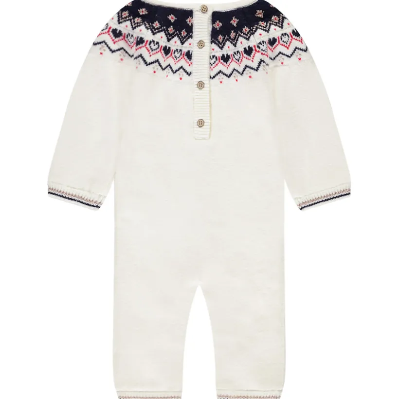 Lange jumpsuit in gebreid jacquard voor meisjes