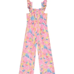 Lange jumpsuit in viscose voile met bloemen meisjes