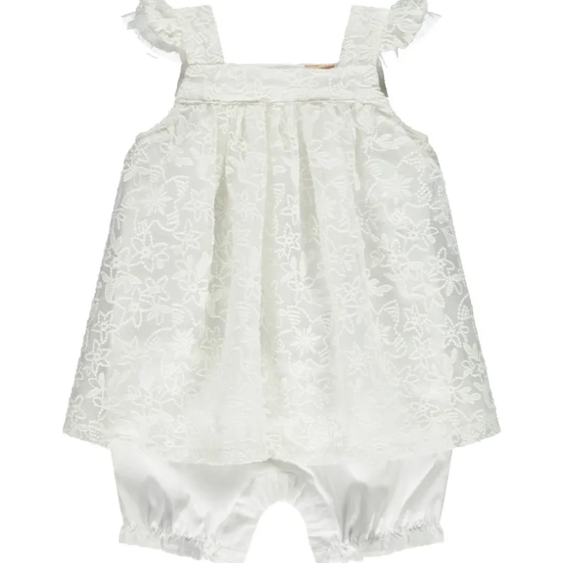 Lange jumpsuit meisjes met geborduurde ceremonie en 2-in-1 effect