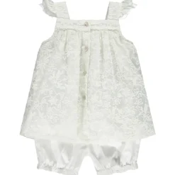 Lange jumpsuit meisjes met geborduurde ceremonie en 2-in-1 effect