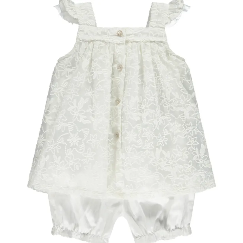 Lange jumpsuit meisjes met geborduurde ceremonie en 2-in-1 effect