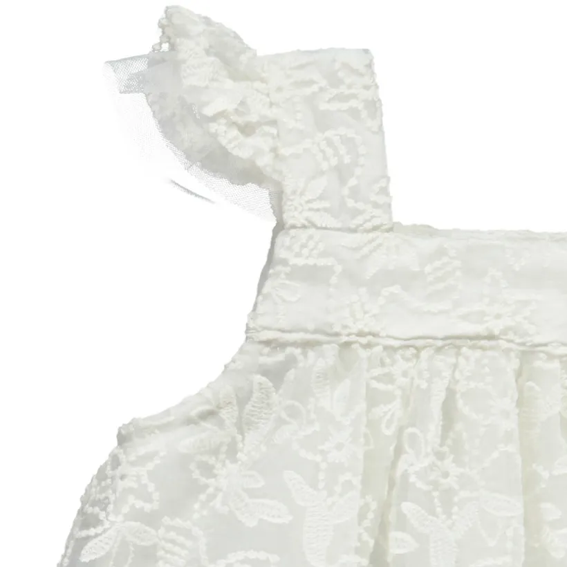 Lange jumpsuit meisjes met geborduurde ceremonie en 2-in-1 effect