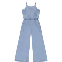 Lange jumpsuit met bretellen en kokosknopen meisjes