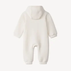 Lange jumpsuit met kap en beerprint voor baby