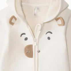 Lange jumpsuit met kap en beerprint voor baby