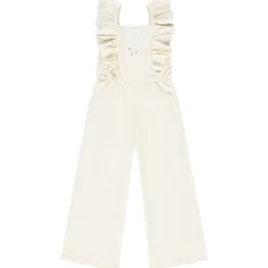 Lange jumpsuit met ruches en borduursel voor meisjes