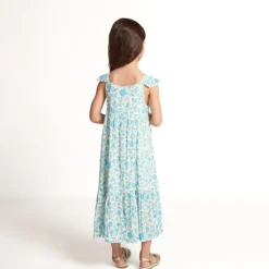 Lange jurk met pofmouwen en bloemenprint voor meisjes
