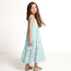 Lange jurk met pofmouwen en bloemenprint voor meisjes