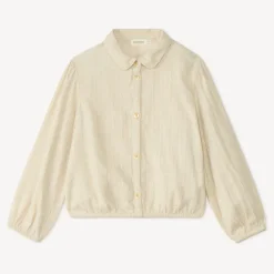 Lange mouwen blouse van zilver gestreepte doek meisjes