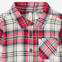 Langemouwenhemd in flanel met ruitpatroon voor babyjongens