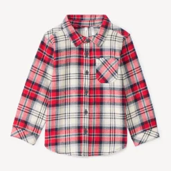 Langemouwenhemd in flanel met ruitpatroon voor babyjongens