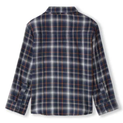 Langemouwenhemd met geruit patroon jongens, marineblauw
