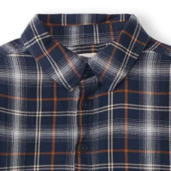 Langemouwenhemd met geruit patroon jongens, marineblauw