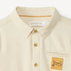 Langemouwenhemd met hemdkraag en label voor babyjongens