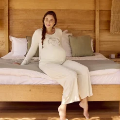 Lange mouwen pyjama T-shirt met drukknopen voor borstvoeding