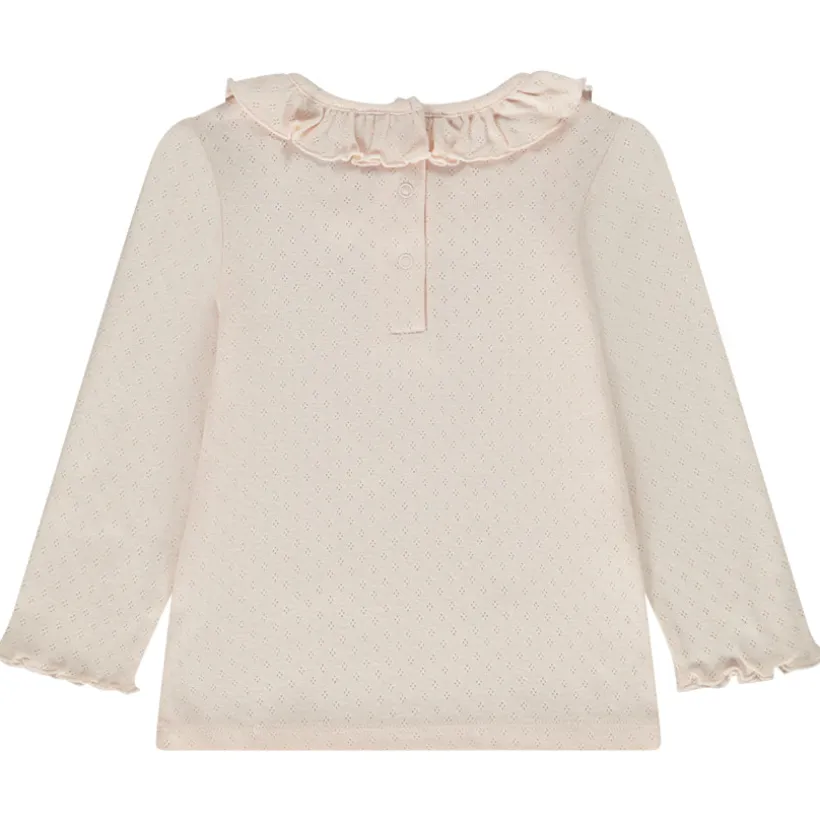 Lange mouwen T-shirt in Pointelle mesh voor baby meisjes