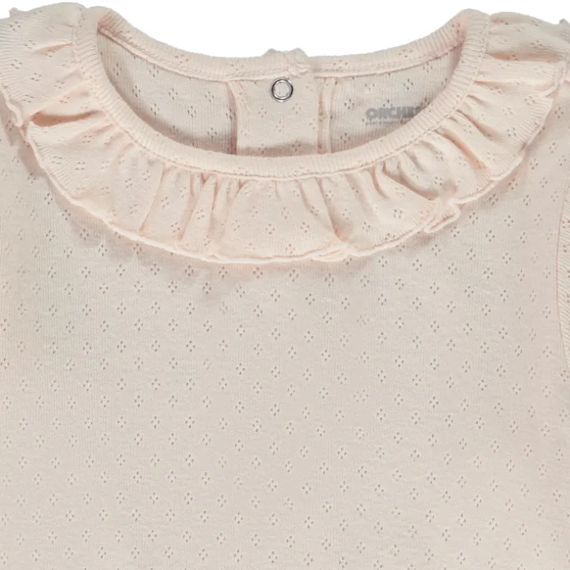 Lange mouwen T-shirt in Pointelle mesh voor baby meisjes
