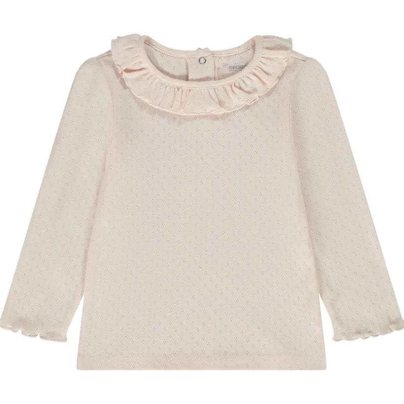 Lange mouwen T-shirt in Pointelle mesh voor baby meisjes