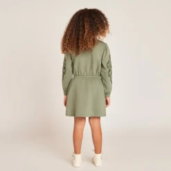 Lange mouw geborduurde fleece jurk meisjes