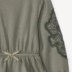 Lange mouw geborduurde fleece jurk meisjes