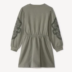 Lange mouw geborduurde fleece jurk meisjes