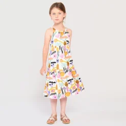 Lange mouwloze jurk met fantasieprint meisjes