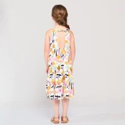 Lange mouwloze jurk met fantasieprint meisjes