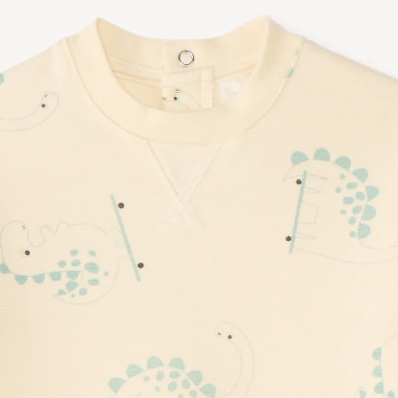 Langere dinosaurusprint jumpsuit voor babyjongen