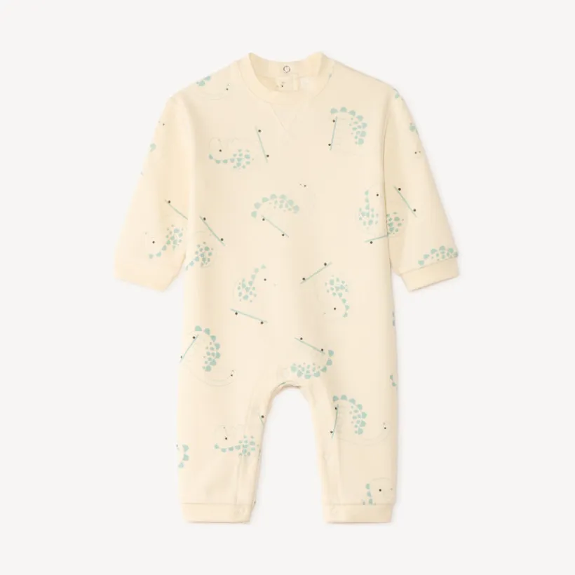 Langere dinosaurusprint jumpsuit voor babyjongen
