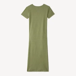 Langere jurk met korte mouwen van geribd breisel voor zwangere vrouwen
