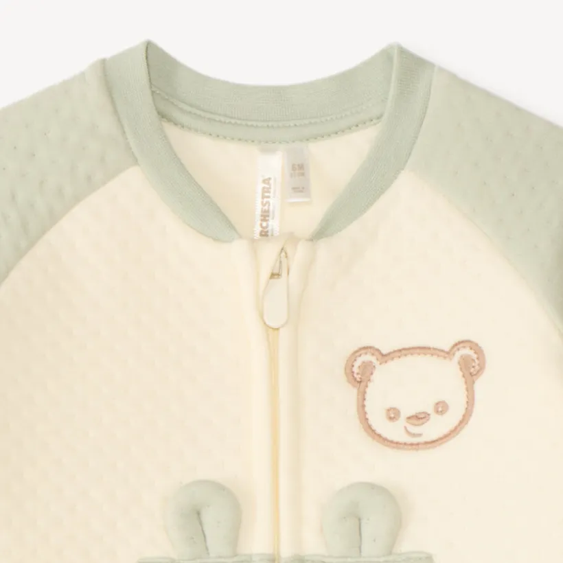 Langere tweekleurige babyjumpsuit met berenmotieven jongens