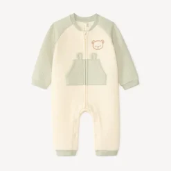 Langere tweekleurige babyjumpsuit met berenmotieven jongens