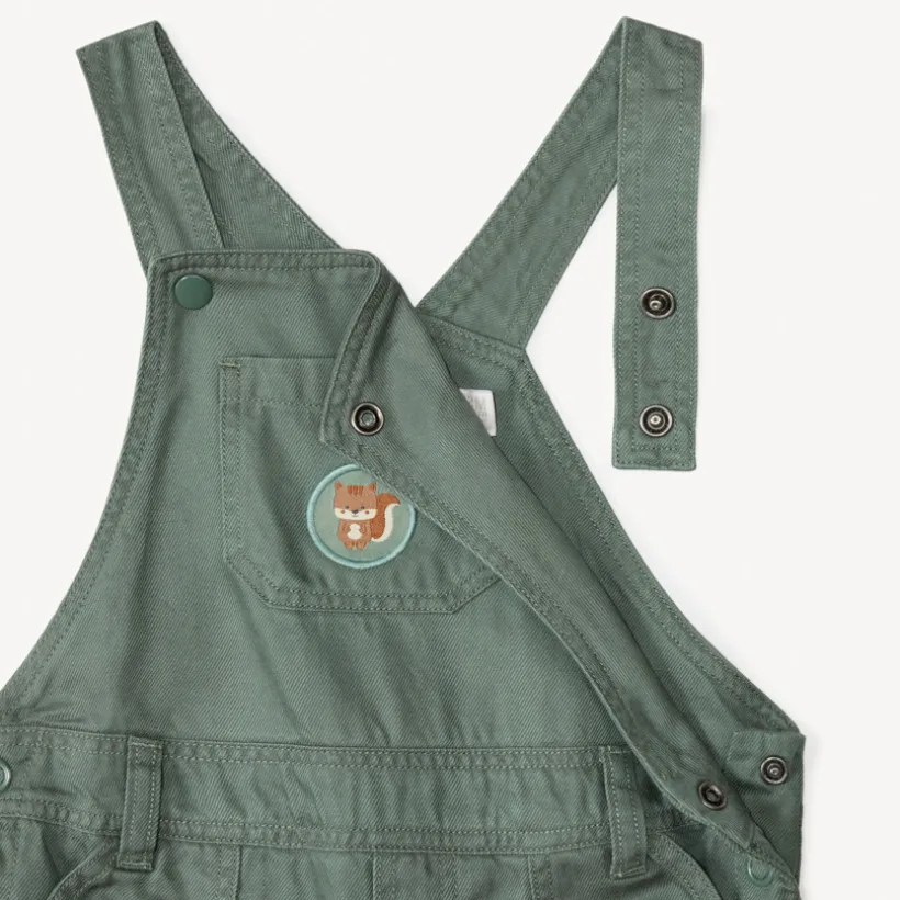 Lange tuinbroek met eekhoornpatch voor babyjongens