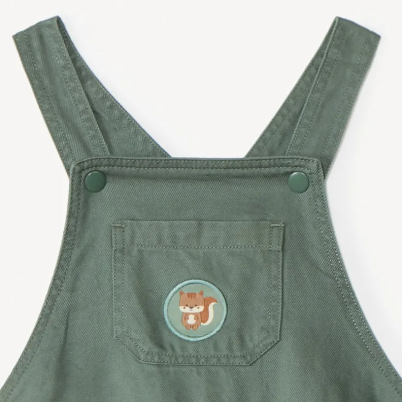 Lange tuinbroek met eekhoornpatch voor babyjongens