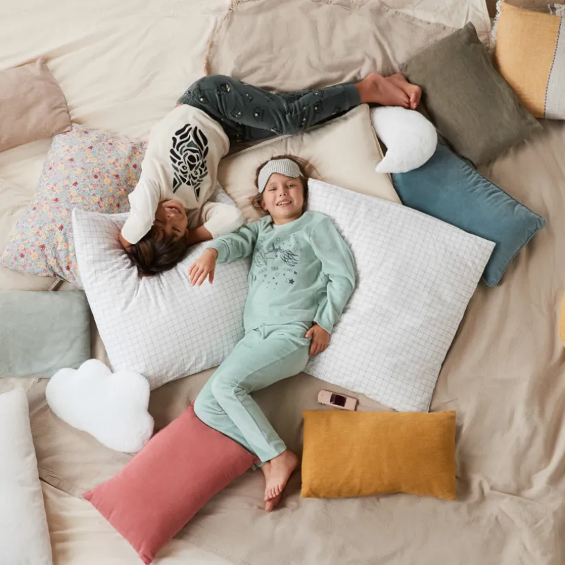 Lang fluwelen pyjamaset met effen print meisjes