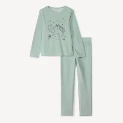 Lang fluwelen pyjamaset met effen print meisjes