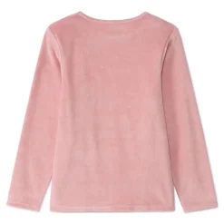 Lang fluwelen pyjamaset met effen print meisjes