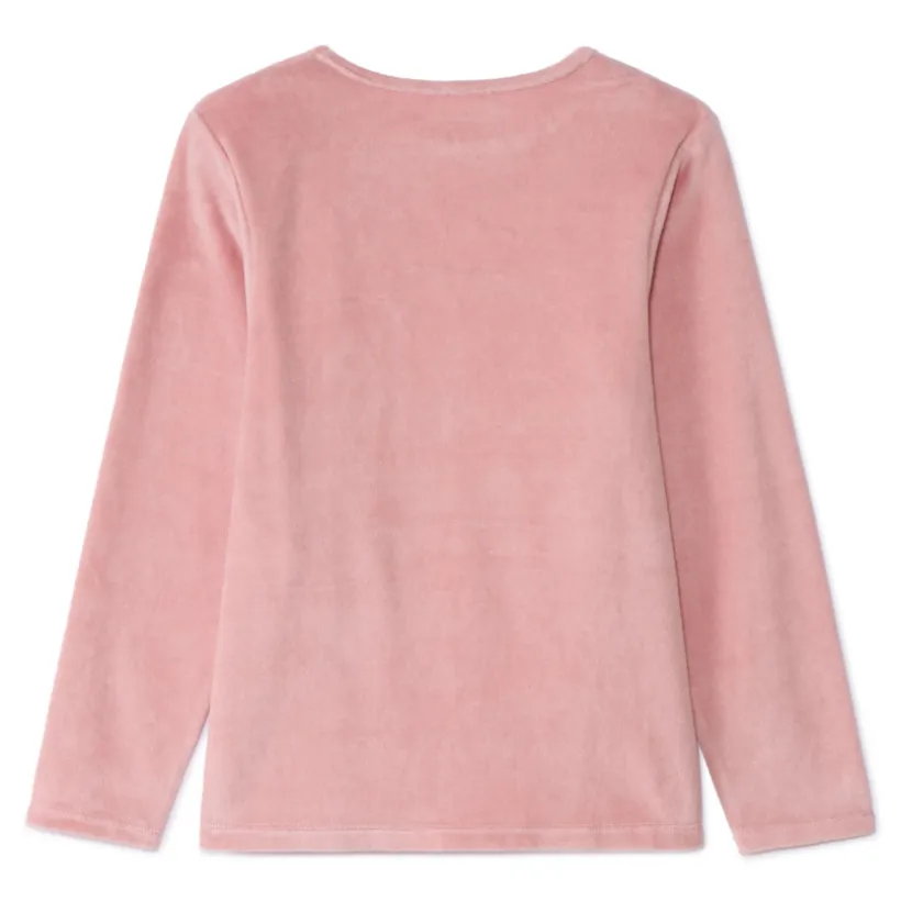 Lang fluwelen pyjamaset met effen print meisjes
