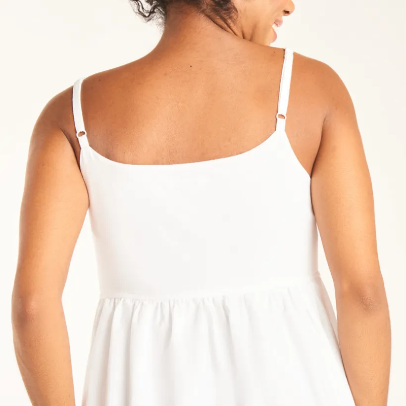 Lang jurken in chiffon met Engelse borduursels voor zwangere vrouwen