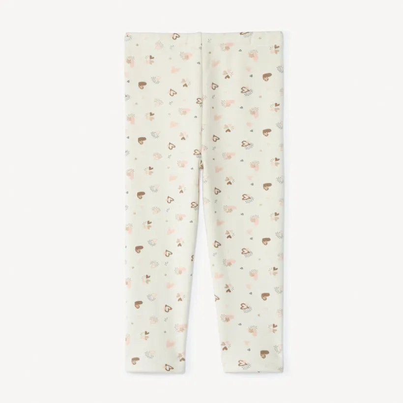 Lang onderbroek met sherpa voering en hartprint voor babymeisje